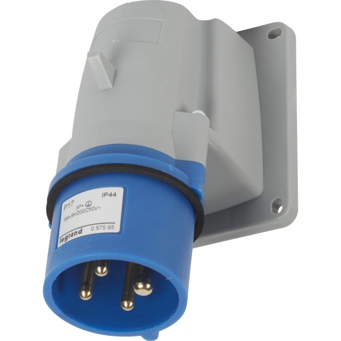 Накладная вилка LEGRAND P17 Tempra Pro IP 44 200/250 В 16 A 3К+З 057585 Накладная вилка LEGRAND P17 Tempra Pro IP 44 200/250 В 16 A 3К+З 057585