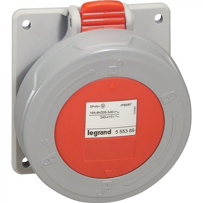 Встраиваемая розетка LEGRAND P17 Tempra Pro IP 66/67 380/415 В 16 A 3К+З 555388 Встраиваемая розетка LEGRAND P17 Tempra Pro IP 66/67 380/415 В 16 A 3К+З 555388