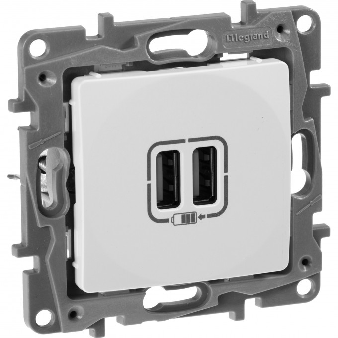 Зарядное устройство LEGRAND Etika с двумя USB-разьемами 240В/5В 2400мА белый 672294 Зарядное устройство LEGRAND Etika с двумя USB-разьемами 240В/5В 2400мА белый 672294