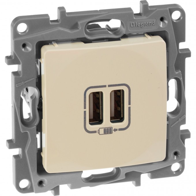 Зарядное устройство LEGRAND Etika с двумя USB-разьемами 240В/5В 2400мА слоновая кость 672394 Зарядное устройство LEGRAND Etika с двумя USB-разьемами 240В/5В 2400мА слоновая кость 672394