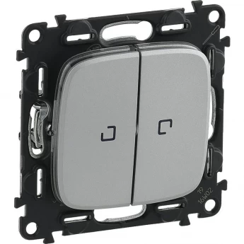 Переключатель LEGRAND Valena ALLURE двухклавишный 10АХ 250В с подсветкой с лицевой панелью алюминий Переключатель LEGRAND Valena ALLURE двухклавишный 10АХ 250В с подсветкой с лицевой панелью алюминий