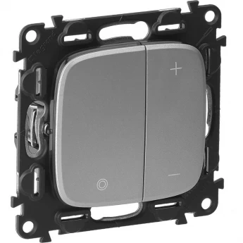 Светорегулятор LEGRAND Valena ALLURE кнопочный универсальный 400Вт без нейтрали с лицевой панелью алюминий Светорегулятор LEGRAND Valena ALLURE кнопочный универсальный 400Вт без нейтрали с лицевой панелью алюминий