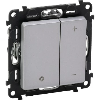 Светорегулятор LEGRAND Valena LIFE кнопочный универсальный 400Вт без нейтрали с лицевой панелью цвет алюминий Светорегулятор LEGRAND Valena LIFE кнопочный универсальный 400Вт без нейтрали с лицевой панелью цвет алюминий