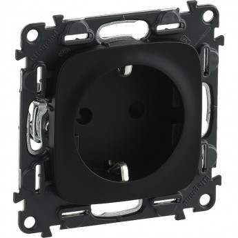 Силовая розетка LEGRAND Valena ALLURE 2К+З 16А 250В с защитными шторками безвинтовые зажимы с лицевой панелью антрацит