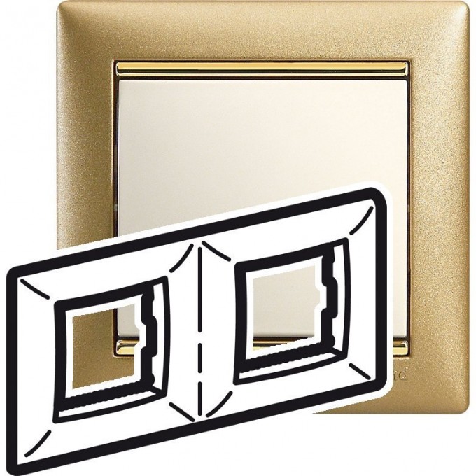 Рамка LEGRAND Valena 2 поста матовое золото 770302 Рамка LEGRAND Valena 2 поста матовое золото 770302