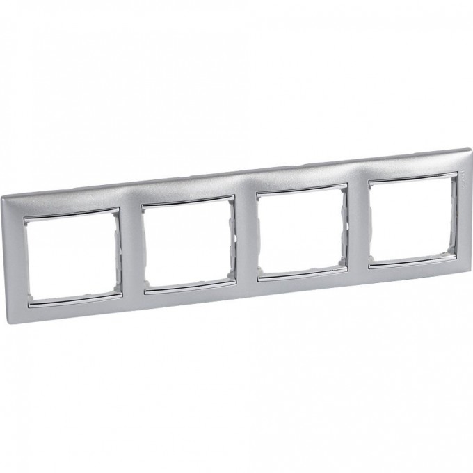 Рамка LEGRAND Valena 4 поста алюминий/серебряный штрих 770354 Рамка LEGRAND Valena 4 поста алюминий/серебряный штрих 770354