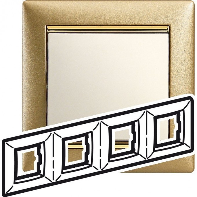Рамка LEGRAND Valena 4 поста матовое золото 770304 Рамка LEGRAND Valena 4 поста матовое золото 770304