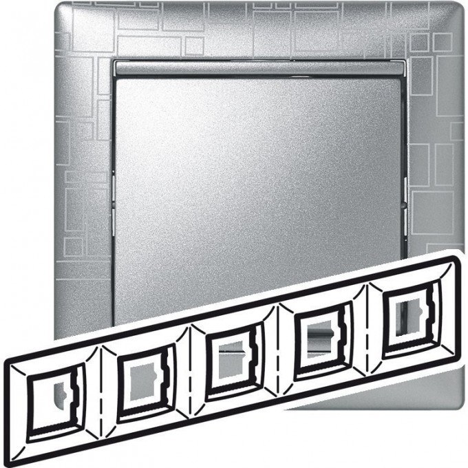 Рамка LEGRAND Valena 5 постов алюминий модерн 770345 Рамка LEGRAND Valena 5 постов алюминий модерн 770345