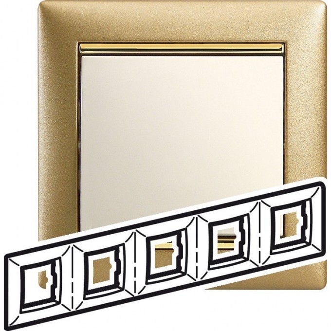 Рамка LEGRAND Valena 5 постов матовое золото 770305 Рамка LEGRAND Valena 5 постов матовое золото 770305