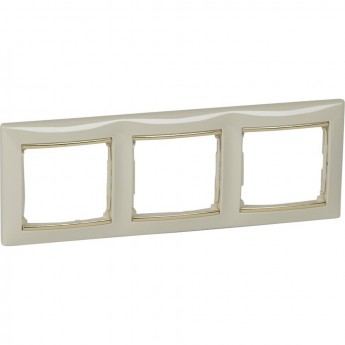 Рамка LEGRAND Valena 3 поста горизонтальный монтаж слоновая кость/золотой штрих