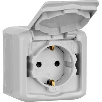 Розетка LEGRAND 2К+З с защитными шторками 16 A 250 В Quteo IP 44 серый Розетка LEGRAND 2К+З с защитными шторками 16 A 250 В Quteo IP 44 серый