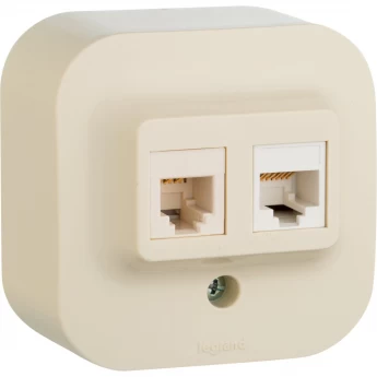 Розетка LEGRAND двойная 2 x RJ45 категория 5e UTP Quteo IP 20 слоновая кость Розетка LEGRAND двойная 2 x RJ45 категория 5e UTP Quteo IP 20 слоновая кость