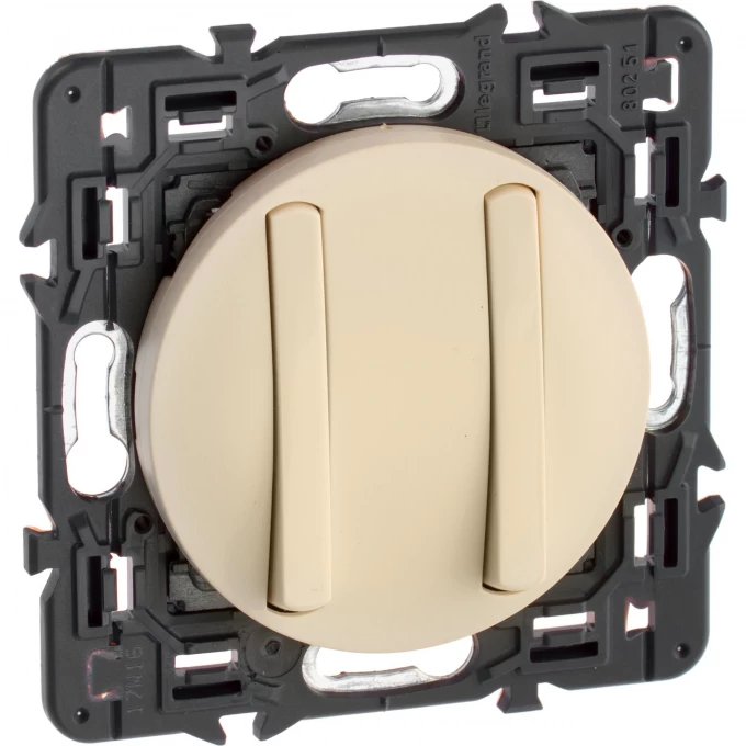 Выключатель LEGRAND Celiane двухклавишный 1-полюсный с тонкими клавишами слоновая кость SET-2-067001-05