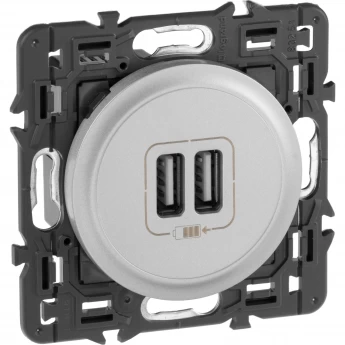 Зарядное устройство LEGRAND Celiane 2 х USB 1500 мА, титан Зарядное устройство LEGRAND Celiane 2 х USB 1500 мА, титан