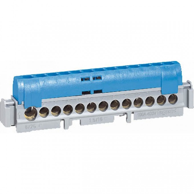 Клеммная колодка LEGRAND IP 2X нейтраль синяя 1 x 6-25 мм² - 21 x 1,5-16 мм² длина 141мм 04845 Клеммная колодка LEGRAND IP 2X нейтраль синяя 1 x 6-25 мм² - 21 x 1,5-16 мм² длина 141мм 04845