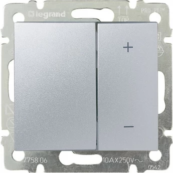 Кнопочный светорегулятор LEGRAND Valena 40-400 Вт/40-400 ВА алюминий Кнопочный светорегулятор LEGRAND Valena 40-400 Вт/40-400 ВА алюминий