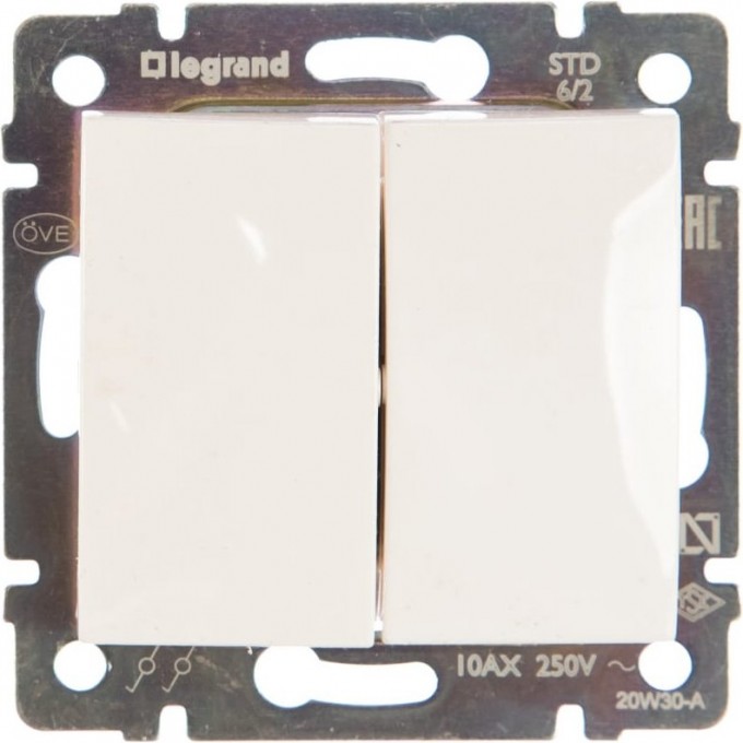 Механизм переключателя LEGRAND СП VALENA проходного 2-кл. 10А IP31 белый 694266 Механизм переключателя LEGRAND СП VALENA проходного 2-кл. 10А IP31 белый 694266