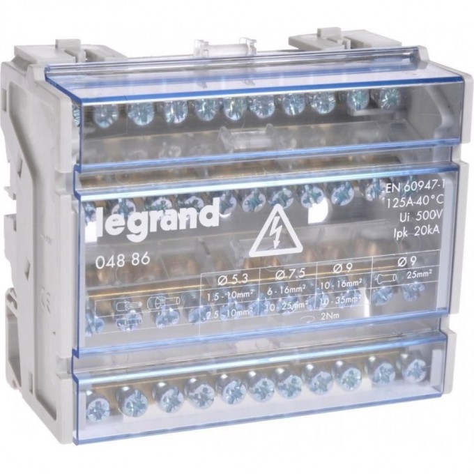 Модульный распределительный блок LEGRAND 4П 125A 11 подключений 04886 Модульный распределительный блок LEGRAND 4П 125A 11 подключений 04886