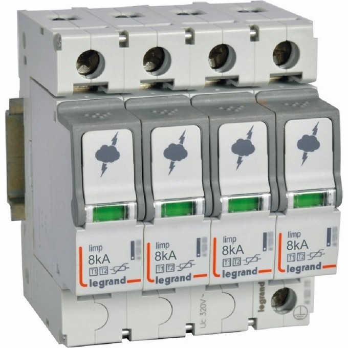 Разрядник LEGRAND УЗИП T1+T2 8KA 4P 412253 Разрядник LEGRAND УЗИП T1+T2 8KA 4P 412253