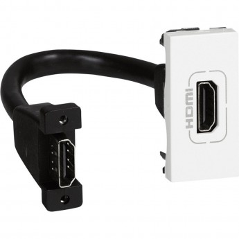 Розетка HDMI LEGRAND Mosaic 1 мод., оборудована шнуром, белая