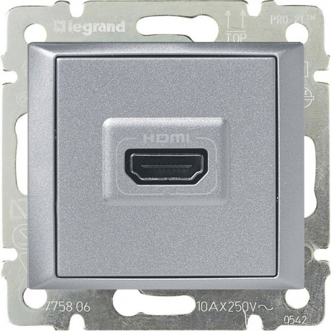 Розетка LEGRAND HDMI для аудио/видеоустройств Valena алюминий 770285 Розетка LEGRAND HDMI для аудио/видеоустройств Valena алюминий 770285
