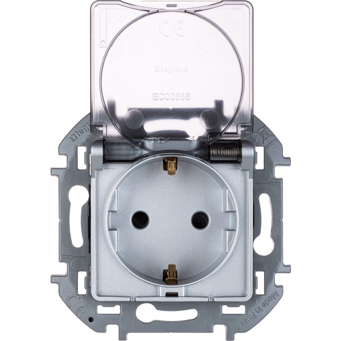 Розетка LEGRAND INSPIRIA 2К+З IP 44 с откидной крышкой и шторками немецкий стандарт 16 А 250 В алюминий 673742 Розетка LEGRAND INSPIRIA 2К+З IP 44 с откидной крышкой и шторками немецкий стандарт 16 А 250 В алюминий 673742