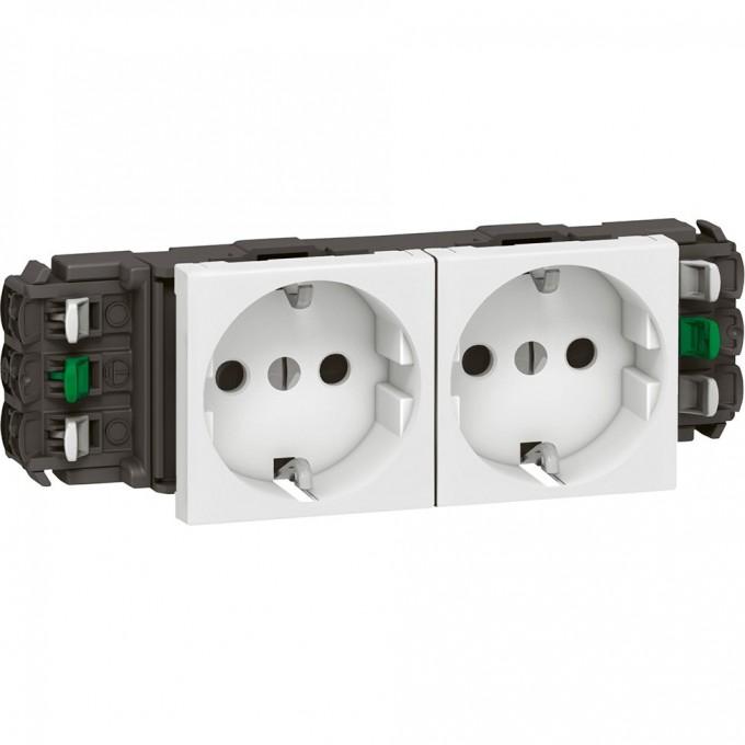 Розетка LEGRAND MOSAIC DLP 2х2К+З немецкий стандарт, с защитной шторкой 77402 Розетка LEGRAND MOSAIC DLP 2х2К+З немецкий стандарт, с защитной шторкой 77402
