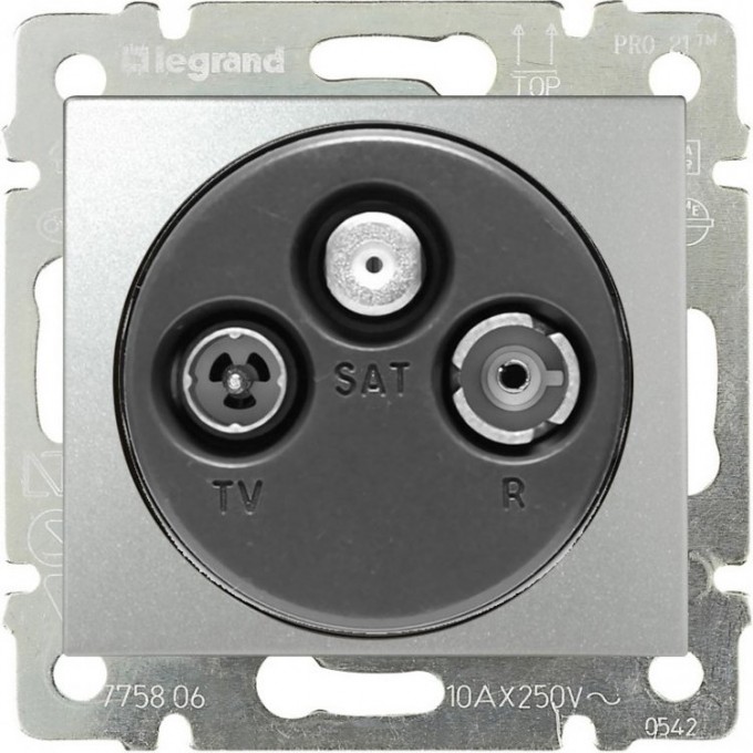 Розетка LEGRAND TV-FM-SAT Valena оконечная 10 дБ 2400 МГц алюминий 770136 Розетка LEGRAND TV-FM-SAT Valena оконечная 10 дБ 2400 МГц алюминий 770136