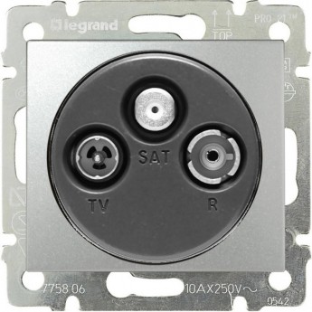 Розетка LEGRAND TV-FM-SAT Valena проходная 14 дБ 2400 МГц алюминий