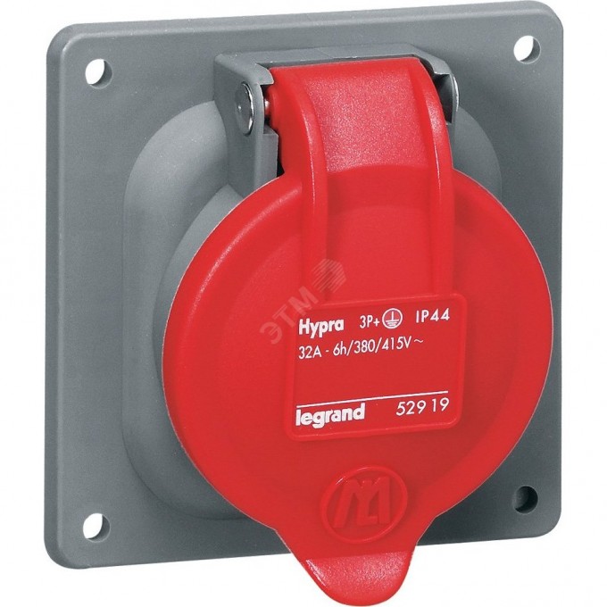 Розетка встраиваемая LEGRAND HYPRA IP44 3К+З 400v 32А 052919 Розетка встраиваемая LEGRAND HYPRA IP44 3К+З 400v 32А 052919
