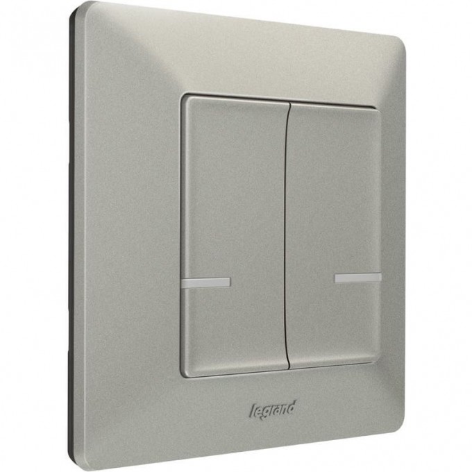 Умный беспроводной выключатель LEGRAND Valena Life with NETATMO 2-клавишный, алюминий 752387 Умный беспроводной выключатель LEGRAND Valena Life with NETATMO 2-клавишный, алюминий 752387