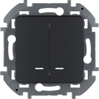 Выключатель двухклавишный LEGRAND INSPIRIA с подсветкой/индикацией 10 AX 250 В антрацит