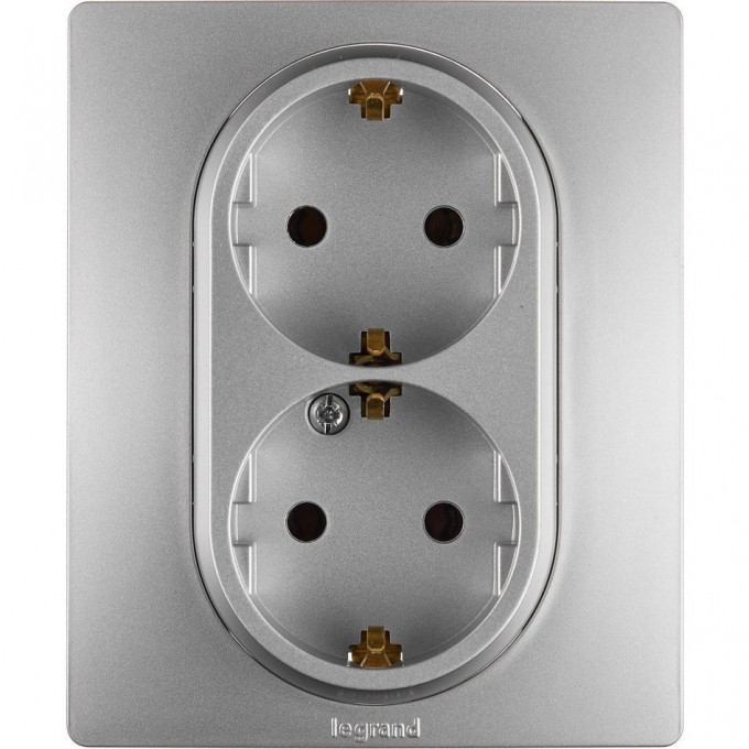 Розетка LEGRAND 2 x 2К+З немецкий стандарт винтовые зажимы 16 А 250 В Etika алюминий 672423 Розетка LEGRAND 2 x 2К+З немецкий стандарт винтовые зажимы 16 А 250 В Etika алюминий 672423