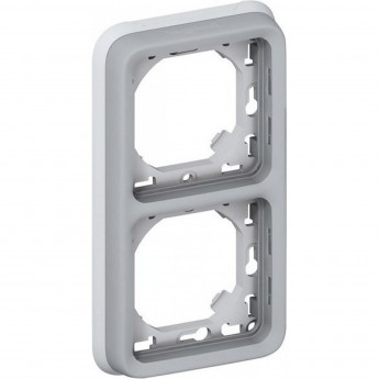 Суппорт с рамкой LEGRAND Plexo для встроенного монтажа 2 поста, серый