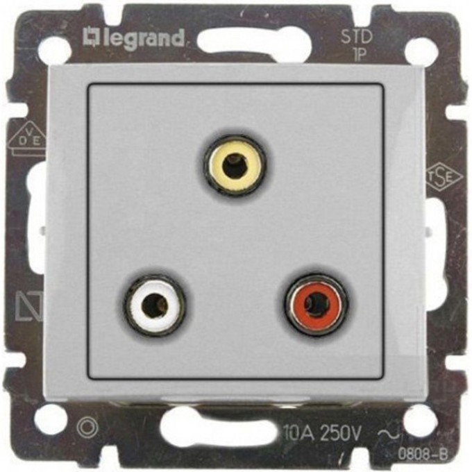 Тройная розетка LEGRAND RCA Valena алюминий 770284 Тройная розетка LEGRAND RCA Valena алюминий 770284